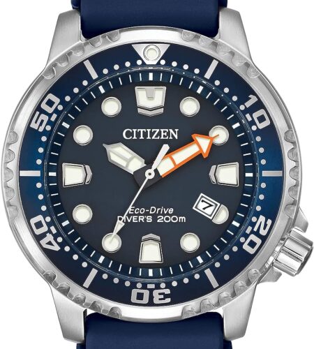 Citizen Promaster Dive Eco-Drive Watch, 3-Hand Date, ISO Certified, Luminous Hands and Markers, Rotating Bezel, Blue/Stainless (Model: BN0151-09L)